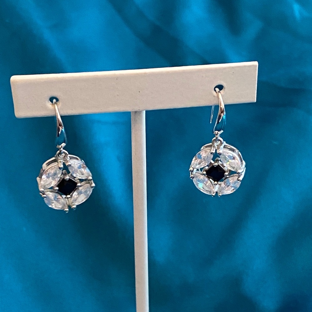 Silver tone crystal earrings
